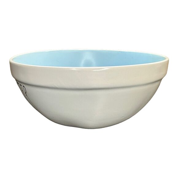 Rae Dunn "Happy Easter" Design Mixing Bowl - Blue Interior with Ivory Ceramic - Picture 6 of 10